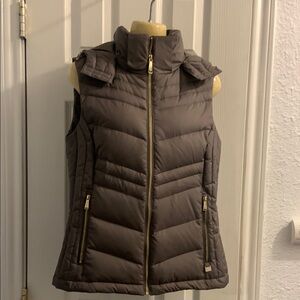 Michael Kors Dark Gray Puffer Vest with Gold Zippers